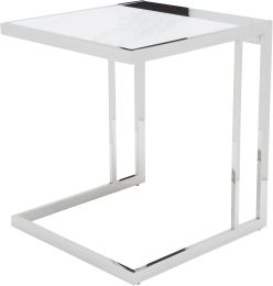 Ethan Side Table (White with Silver Base) 