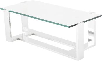 Flynn Coffee Table (Small - Glass with Silver Base) 