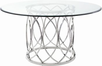 Juliette Dining Table (Medium - Glass with Silver Base) 