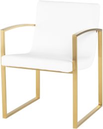 Clara Dining Chair (White with Gold Frame) 