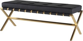 Auguste Occasional Bench (Short - Black with Gold Base) 
