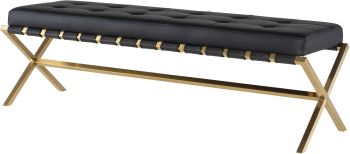 Auguste Occasional Bench (Long - Black with Gold Base) 