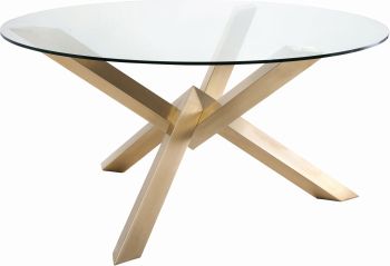 Costa Dining Table (Large - Gold with Glass Top) 