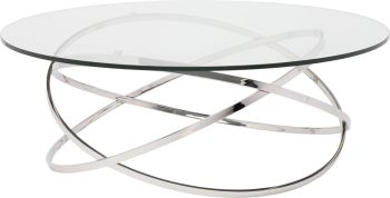 Corel Coffee Table (Glass with Silver Base) 