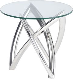 Martina Side Table (Silver with Glass Top) 