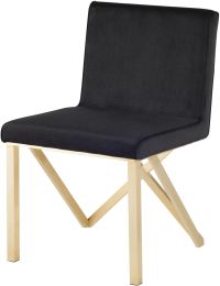Talbot Dining Chair (Velour - Black with Gold Frame) 