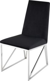 Caprice Dining Chair (Velour - Black with Silver Frame) 