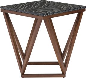 Jasmine Side Table (Black Wood Vein with Walnut Base) 