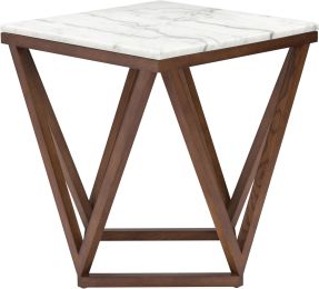 Jasmine Side Table (White with Walnut Base) 