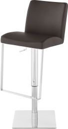 Matteo Adjustable Height Stool (Brown Leather with Silver Base) 