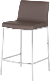 Colter Counter Stool (Mink Leather with Silver Base) 