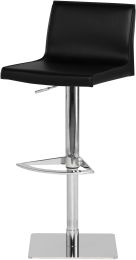 Colter Adjustable Height Stool (Black Leather with Silver Base) 