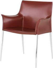 Colter Dining Chair (Bordeaux Leather with Silver Legs) 