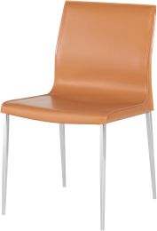 Colter Dining Chair (No Armrests - Ochre Leather with Silver Legs) 