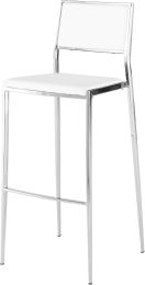 Aaron Bar Stool (White with Silver Frame) 