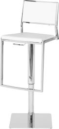Aaron Adjustable Height Stool (White with Silver Base) 