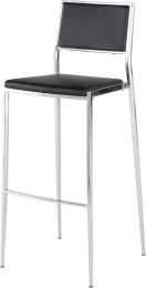 Aaron Bar Stool (Black with Silver Frame) 