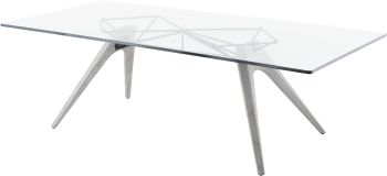 Kahn Dining Table (Grey Concrete & Glass Top) 