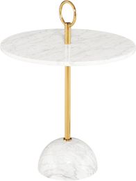 Roseta Side Table (White with Gold Stem) 