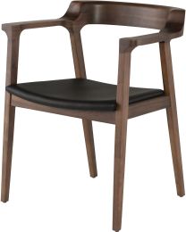 Caitlan Dining Chair (Black Leather with Tan Frame) 