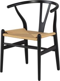 Alban Dining Chair (Black with Beige Seat) 