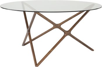 Star Dining Table (Large - Glass with Walnut Base) 