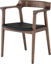 Caitlan Dining Chair (Black Leather with Walnut Frame) 