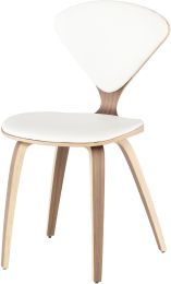 Satine Dining Chair (White Leather with Walnut Frame) 