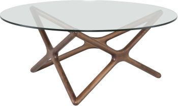 Star Coffee Table (Glass with Walnut Base) 
