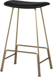 Kirsten Counter Stool (Black Leather with Gold Frame) 