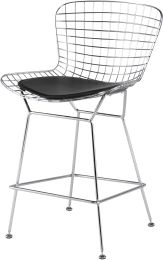 Wireback Counter Stool (Black with Silver Frame) 
