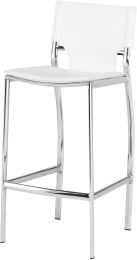 Lisbon Bar Stool (White Leather with Silver Frame) 