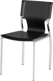 Lisbon Dining Chair (Black Leather with Silver Frame) 