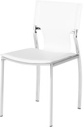 Lisbon Dining Chair (White Leather with Silver Frame) 