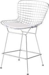 Wireback Counter Stool (White with Silver Frame) 