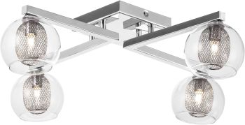 Estelle 4 Ceiling Lamp (Clear with Silver Body) 
