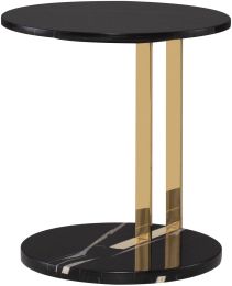Lia Side Table (Noir Marble & Gold Stainless Steel Base) 