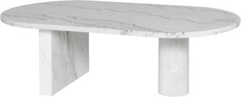 Stories Coffee Table (White Marble & White Marble Legs) 