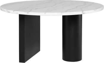 Stories Dining Table (White Marble & Black Steel Legs) 