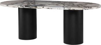 Ande Dining Table (Luna Marble & Black Steel Legs) 
