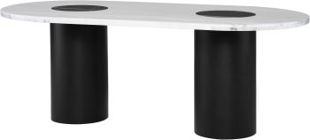 Stevie Dining Table (White Marble & Noir Marble Inlay) 