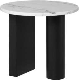 Stories Side Table (White Marble & Black Steel Legs) 