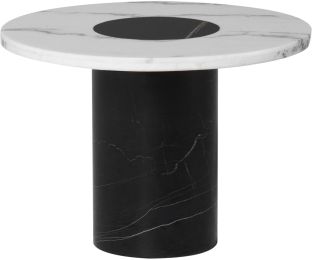 Stevie Side Table (White Marble & Noir Marble Inlay) 