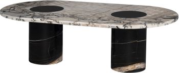 Stevie Coffee Table (Luna Marble & Noir Marble Inlay) 