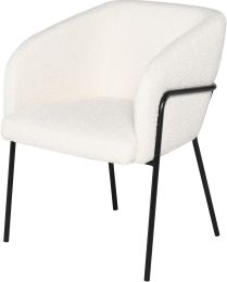 Estella Dining Chair (Buttermilk Boucle Fabric & Black Frame) 