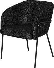 Estella Dining Chair (Salt & Pepper Fabric & Black Frame) 