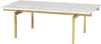 Louve Coffee Table (Rectangular - White with Gold Base) 