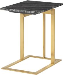 Dell Side Table (Black Wood Vein with Gold Base) 