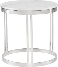 Nicola Side Table (White with Silver Base) 