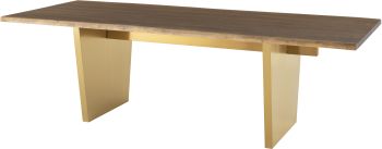 Aiden Dining Table (Medium - Seared Oak with Gold Legs) 